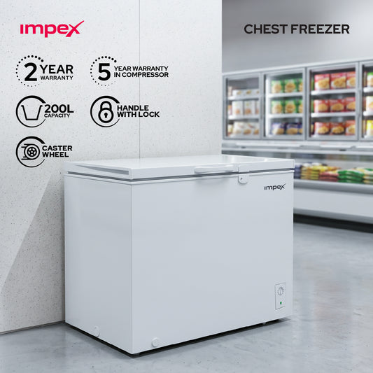 Impex IMCF200W 200L Chest Freezer | Lock & Key, Castor Wheels, R600A