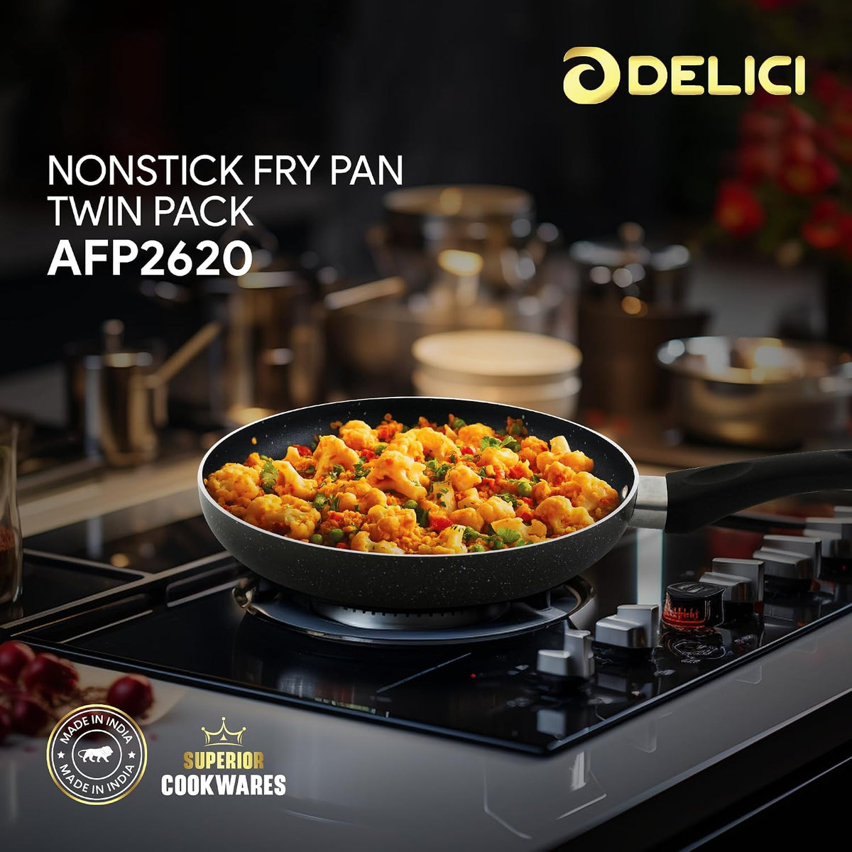 Delici Aluminium Non-Stick Fry Pan Combo Set 26CM + 20CM + Spatula | AFP2620