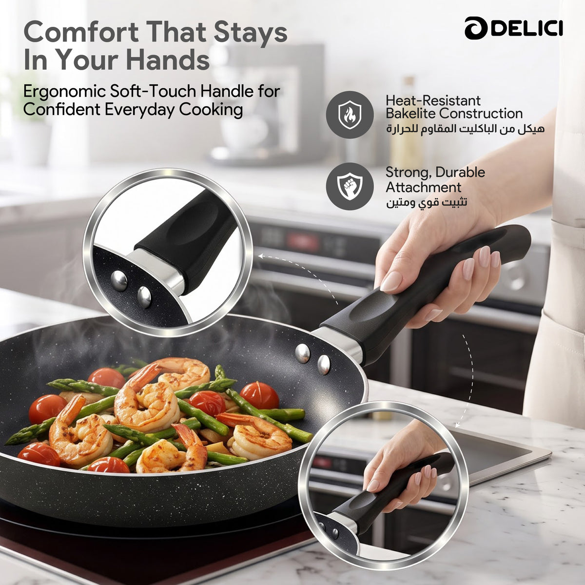 Delici Aluminium Fry Pan 28CM | Granite Gray Non-Stick | AFP28GE