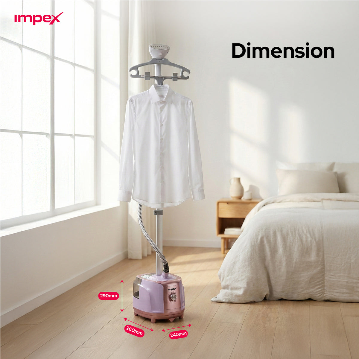 Impex GSM-6013 Garment Steamer – 1950W Fast Heat, 70-Min Continuous Steam