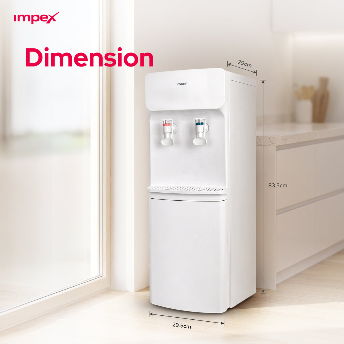 Impex WD3904B 2-Tap Water Dispenser – Compressor Cooling, 304 Stainless Steel Tank