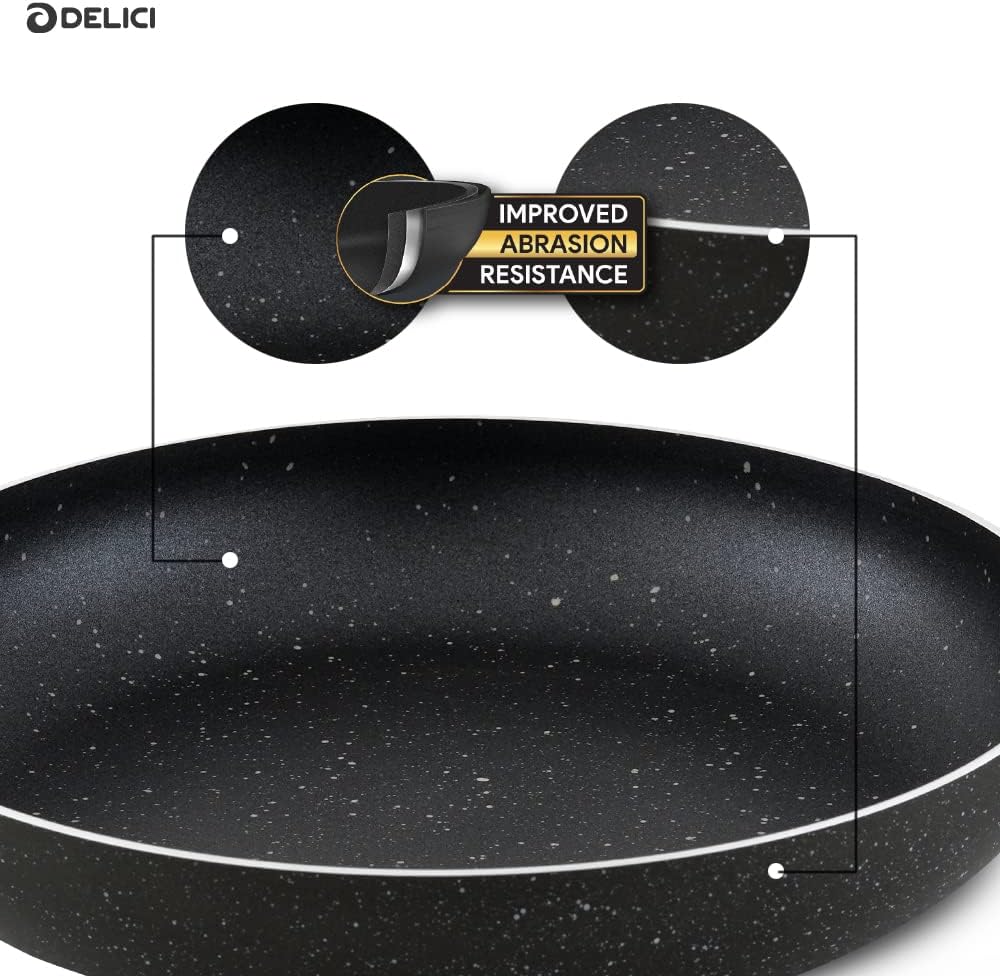 Delici Aluminium Fry Pan 24CM | Granite Gray Nonstick PFOA-Free (AFP24GE)