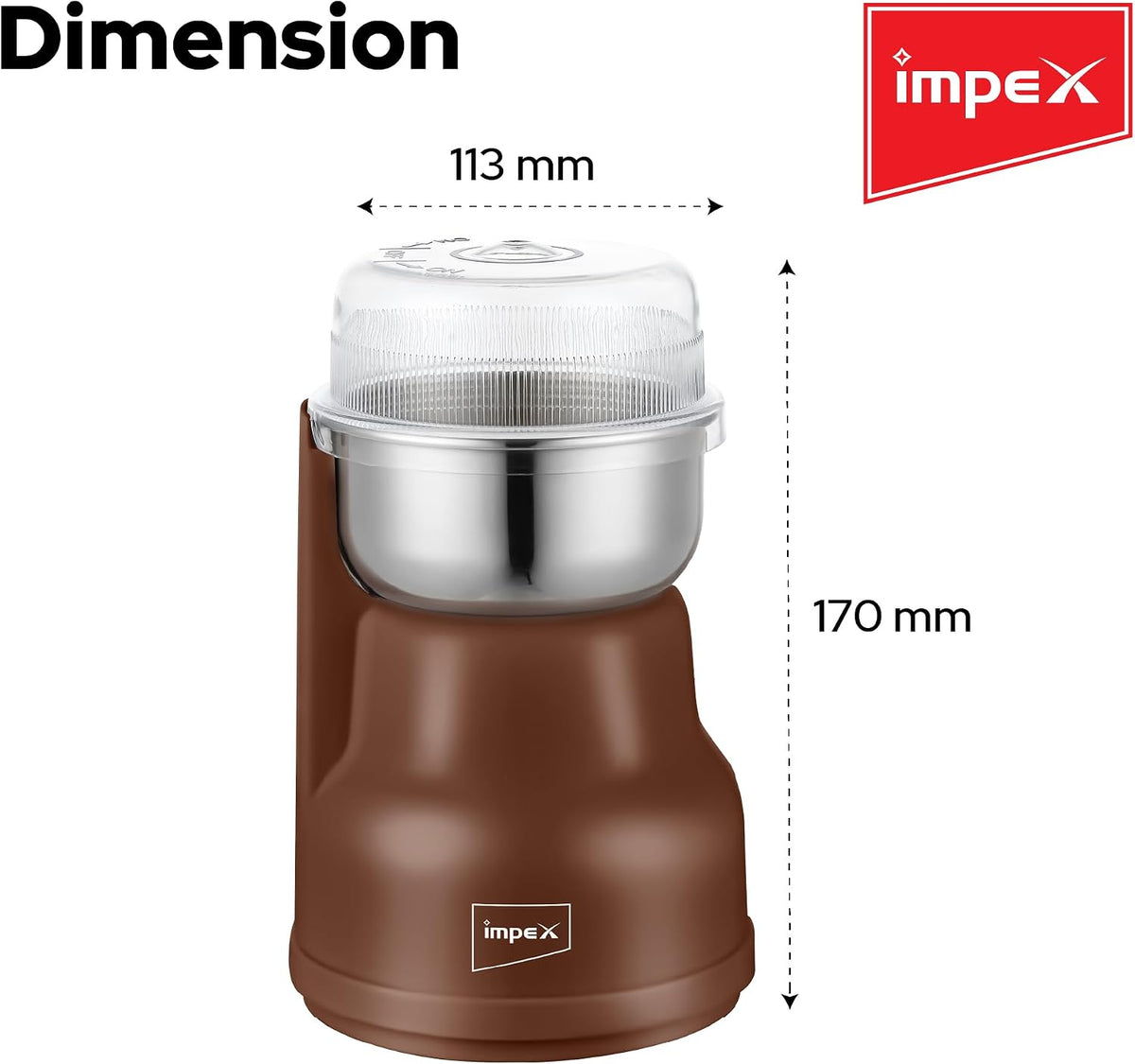 Impex CG3401 – 200W Coffee Grinder with Stainless Steel Blade & Overheat Protection