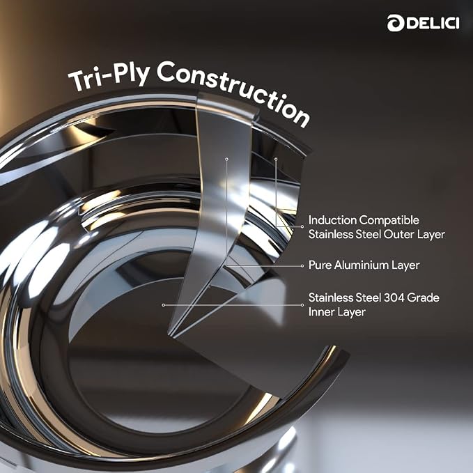 Delici Stainless Steel Fry Pan 28CM | 304 Grade SS | Oven Safe | DFP28W