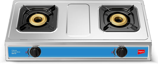 Impex 2 Burner LP Gas Stove Stainless Steel Heavy(IGS 121)