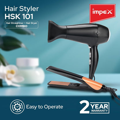 Impex HSK101 – Hair Dryer & Straightener Combo Hair Styler
