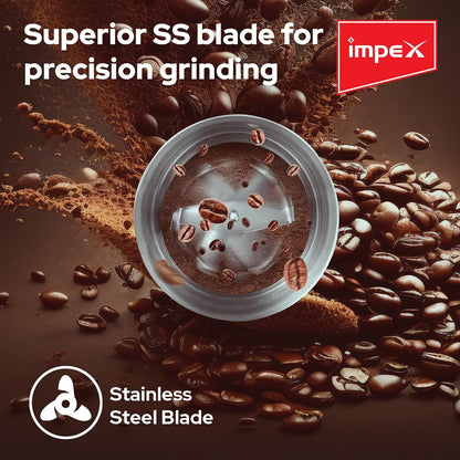 Impex CG3401 – 200W Coffee Grinder with Stainless Steel Blade & Overheat Protection