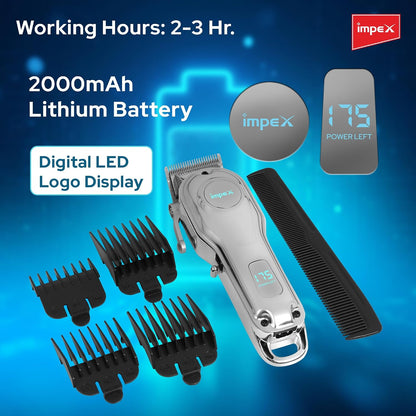 Impex IHC7 – Professional Hair Clipper with LED Display & 2000mAh Battery
