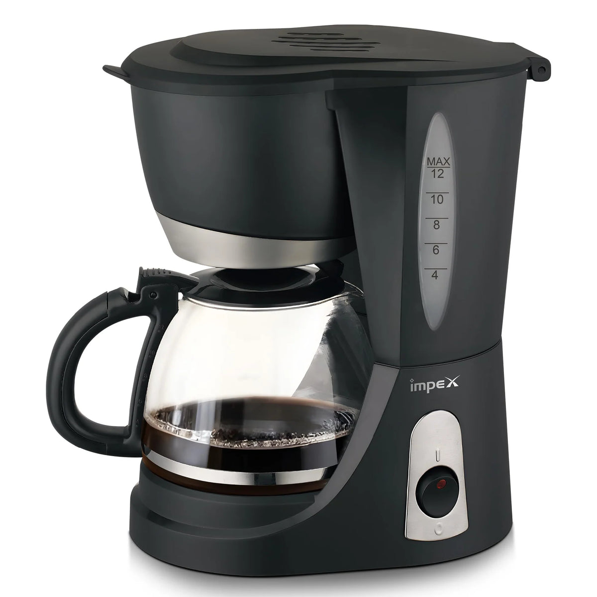 Impex CM1912 – 1.25L 12-Cup Drip Coffee Maker with Keep-Warm Plate & Anti-Drip