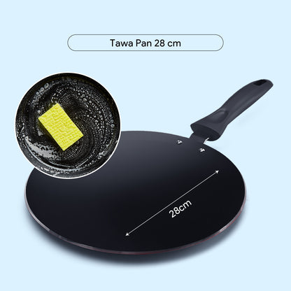 Delici Aluminium Non-Stick Concave Tawa 28CM | 10X Tougher Coating | ACTP28ME