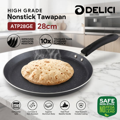 Delici Tawa Pan 28CM (ATP28GE) – Granite Gray Non-Stick | PFOA Free