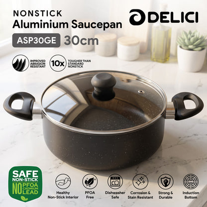 Delici Non-Stick Sauce Pan 30CM (ASP30GE) – Granite Gray | PFOA Free