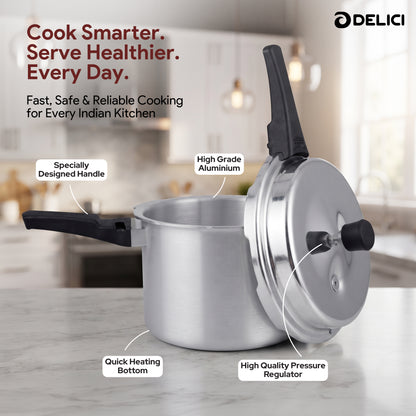 Delici Dripless NIB Pressure Cooker 3 Litre | Induction Base | Lead-Free Valve | ADPC3E