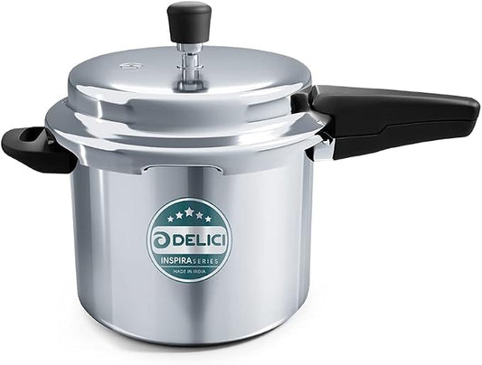 Delici Stainless Steel Pressure Cooker 5 Litre | Induction Base | Spring Safety Valve | SPC5E