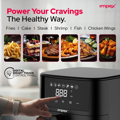Impex AF-4307 4.5L Digital Air Fryer – 1200W Smart Touch with 10 Presets