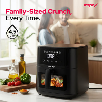 Impex AF-4307 4.5L Digital Air Fryer – 1200W Smart Touch with 10 Presets