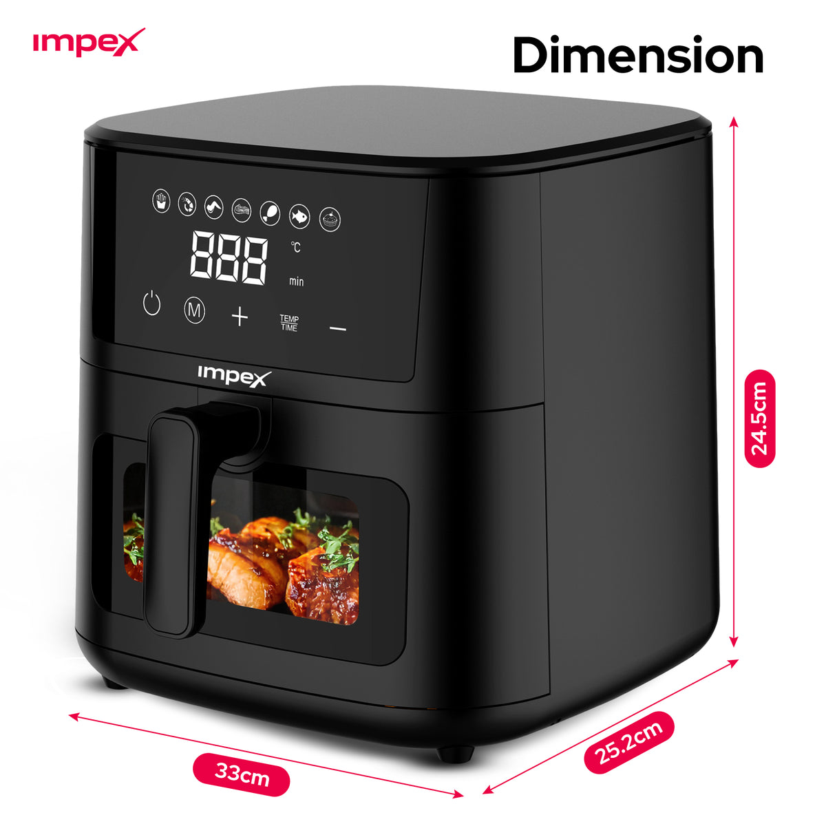 Impex AF-4307 4.5L Digital Air Fryer – 1200W Smart Touch with 10 Presets
