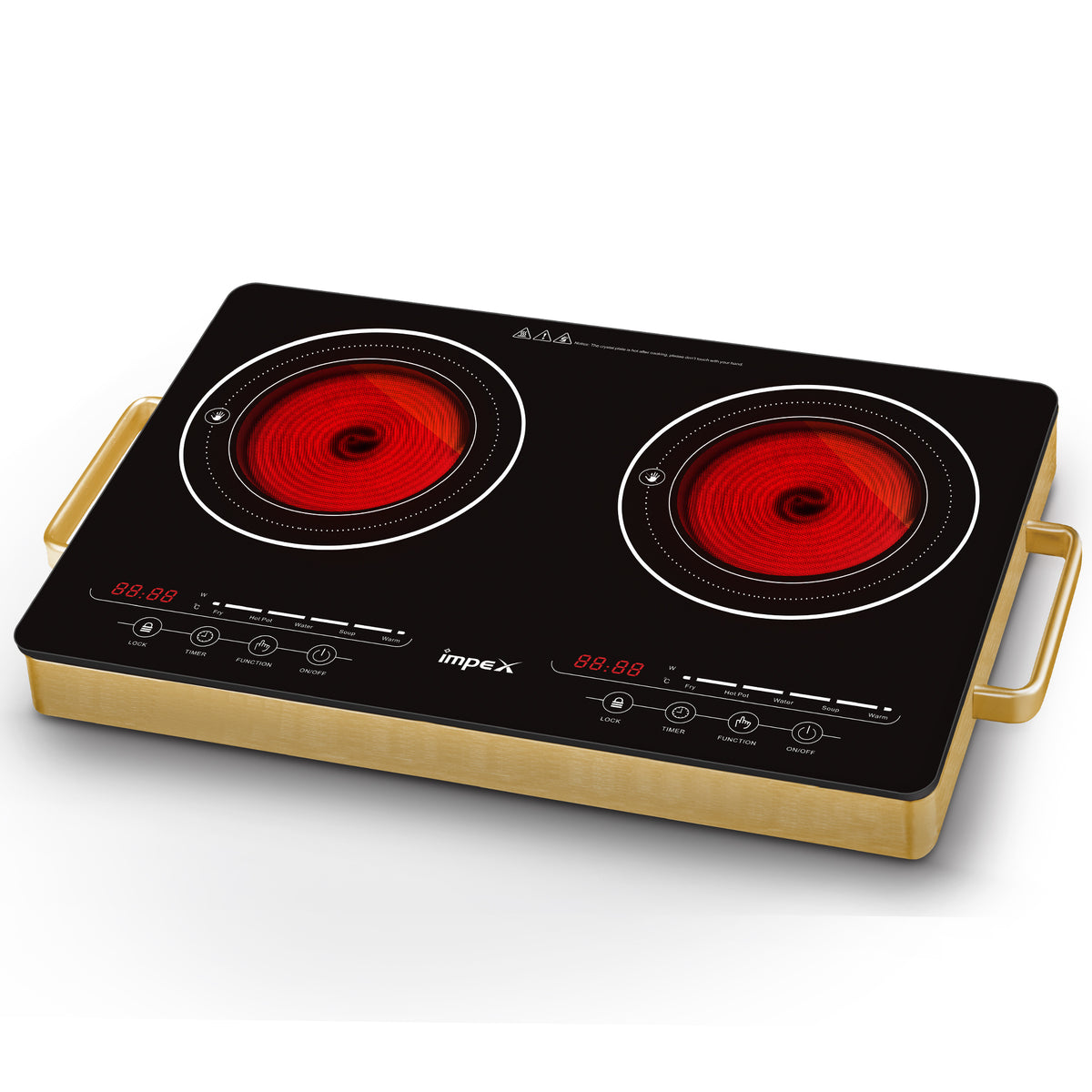 Impex IR-2704 Double Infrared Cooktop – 3600W, Touch Control, 5 Cooking Modes