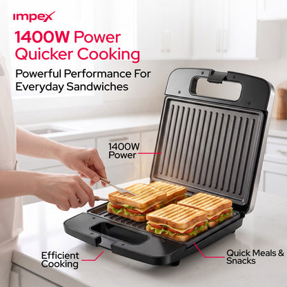 Impex 4-Slice Sandwich Maker SW 3606 | 1400W Non-Stick