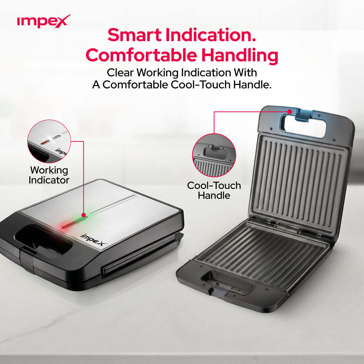 Impex 4-Slice Sandwich Maker SW 3606 | 1400W Non-Stick