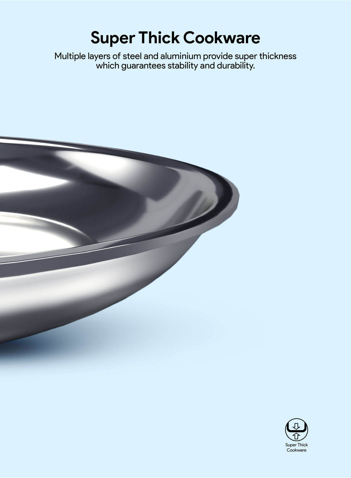 Delici Tri-Ply Stainless Steel Fry Pan 24CM | 304 Grade SS | Induction & Oven Safe | DTFP24