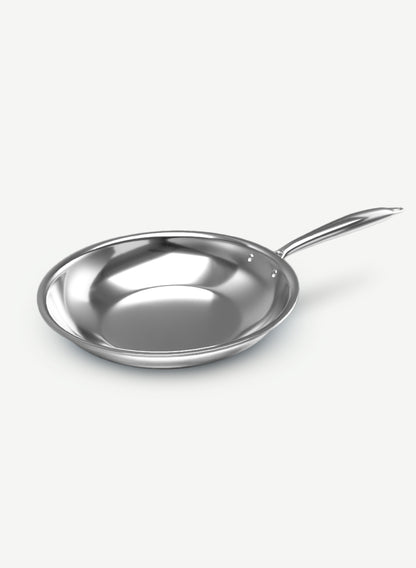 Delici Tri-Ply Stainless Steel Fry Pan 24CM | 304 Grade SS | Induction & Oven Safe | DTFP24