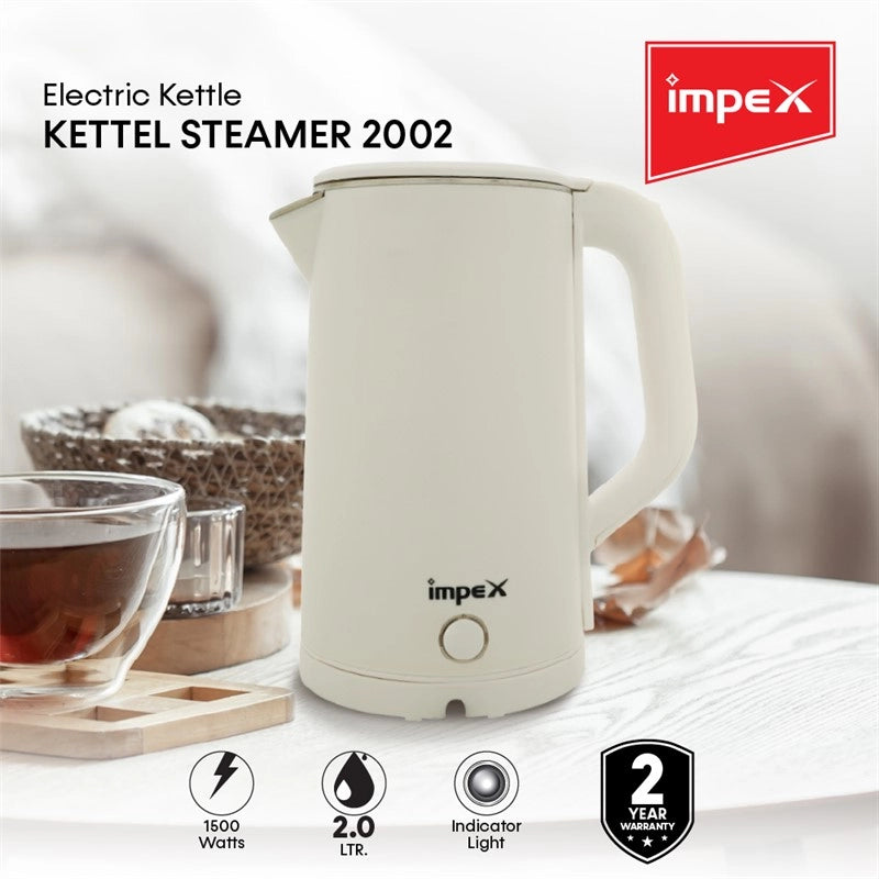 Impex Steamer 2002 – 2L Double Layer 304 Stainless Steel Electric Kettle