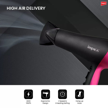 Impex HD1K3 – 2000W Hair Dryer with Cool Shot & 3-Level Temperature Control