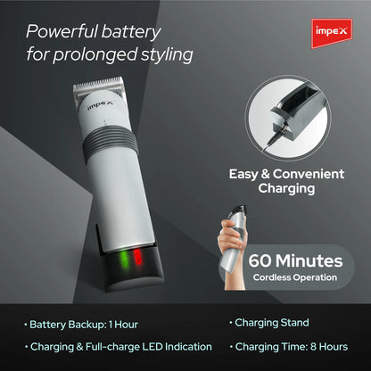 Impex IHC5 – Professional Cordless Hair Trimmer with Charging Stand